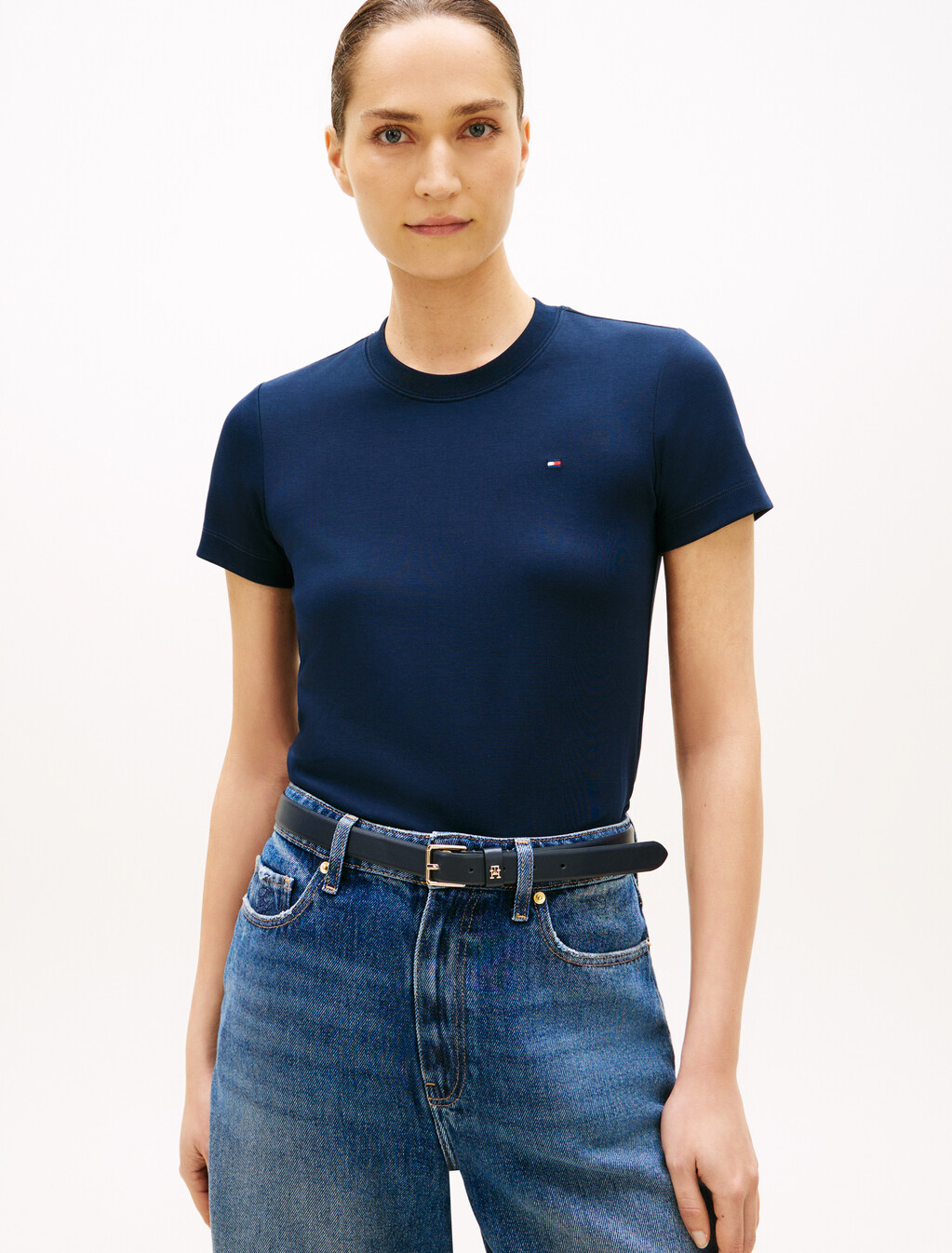 亞洲版型雙面針織圓領 T 恤, Dark Night Navy, hi-res