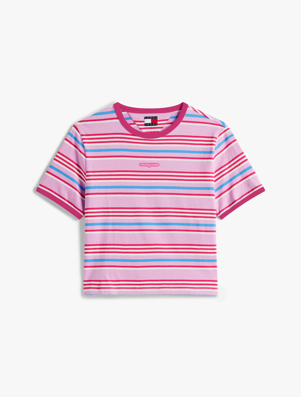 Script Logo Stripe T-Shirt, Carnival Pink / Stripe, hi-res