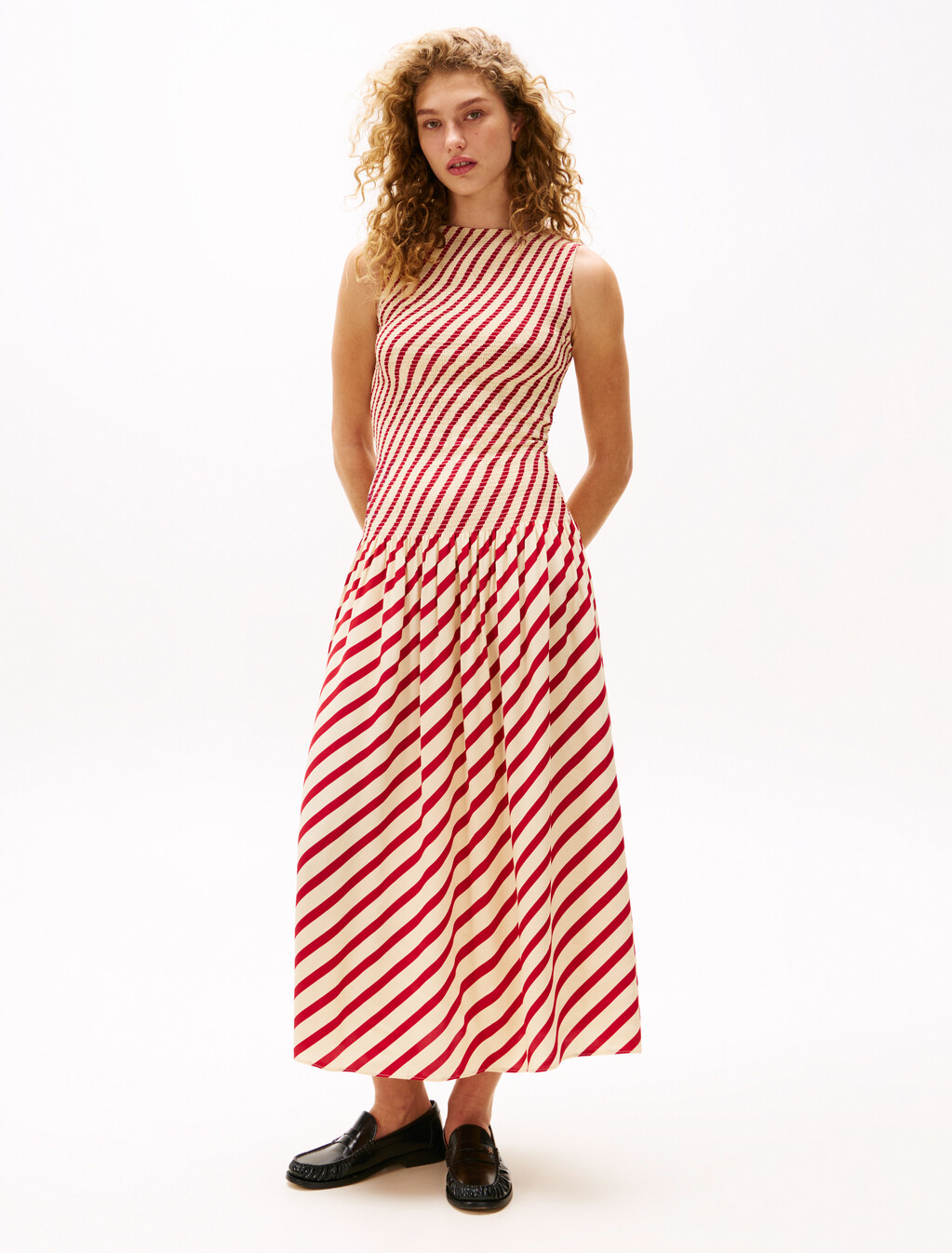 The Sofia Capsule Stripe Maxi Dress, Medium Red Stripe, hi-res