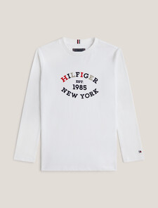 Boys Monotype Flock Logo T-Shirt, White, hi-res