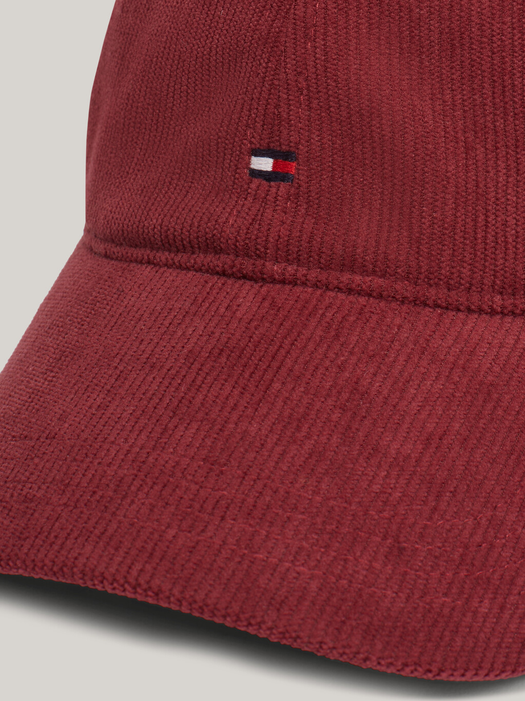 Hilfiger Flag Corduroy Six-Panel Cap, Deep Rouge, hi-res