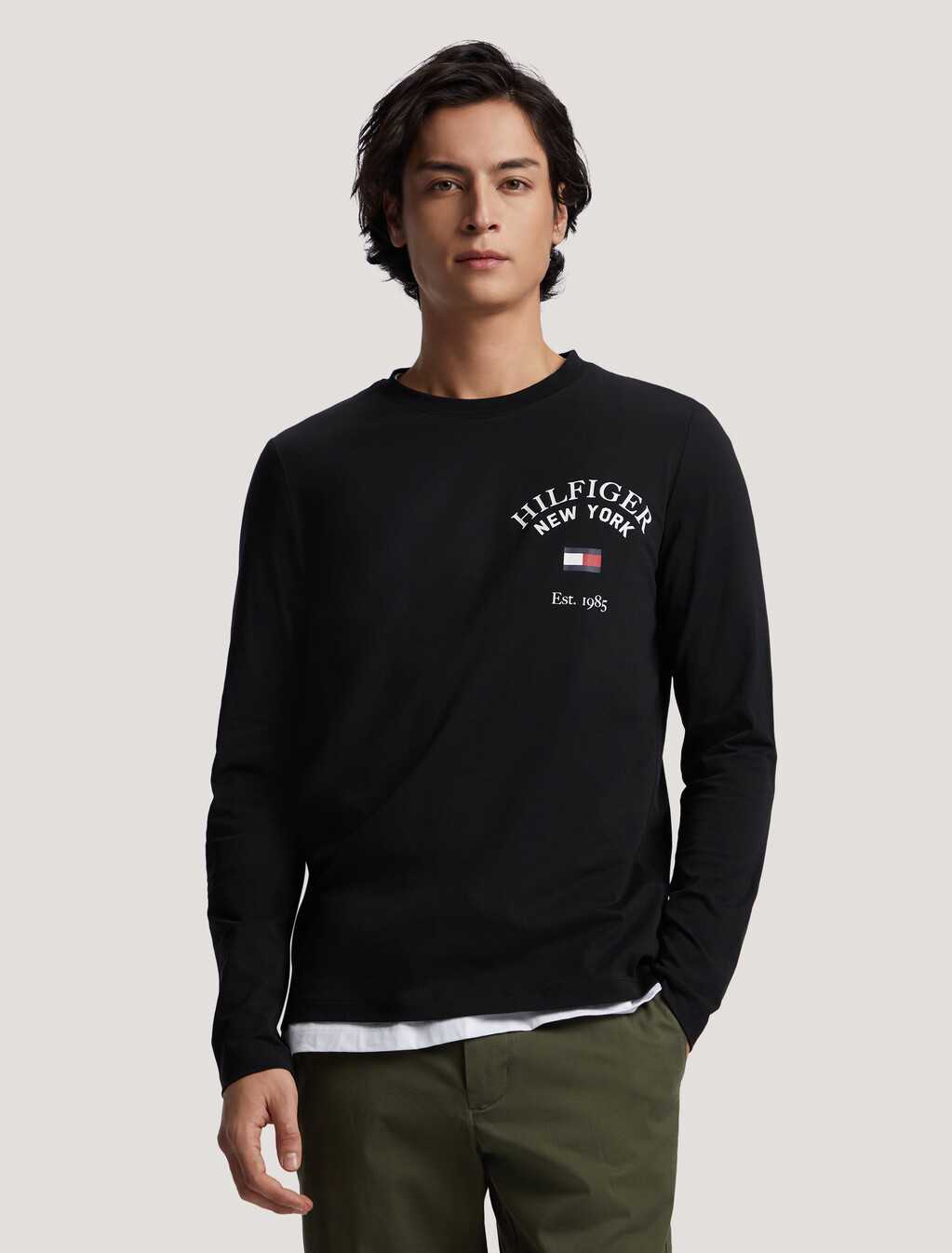 Established 標誌長袖 T 恤, Black, hi-res