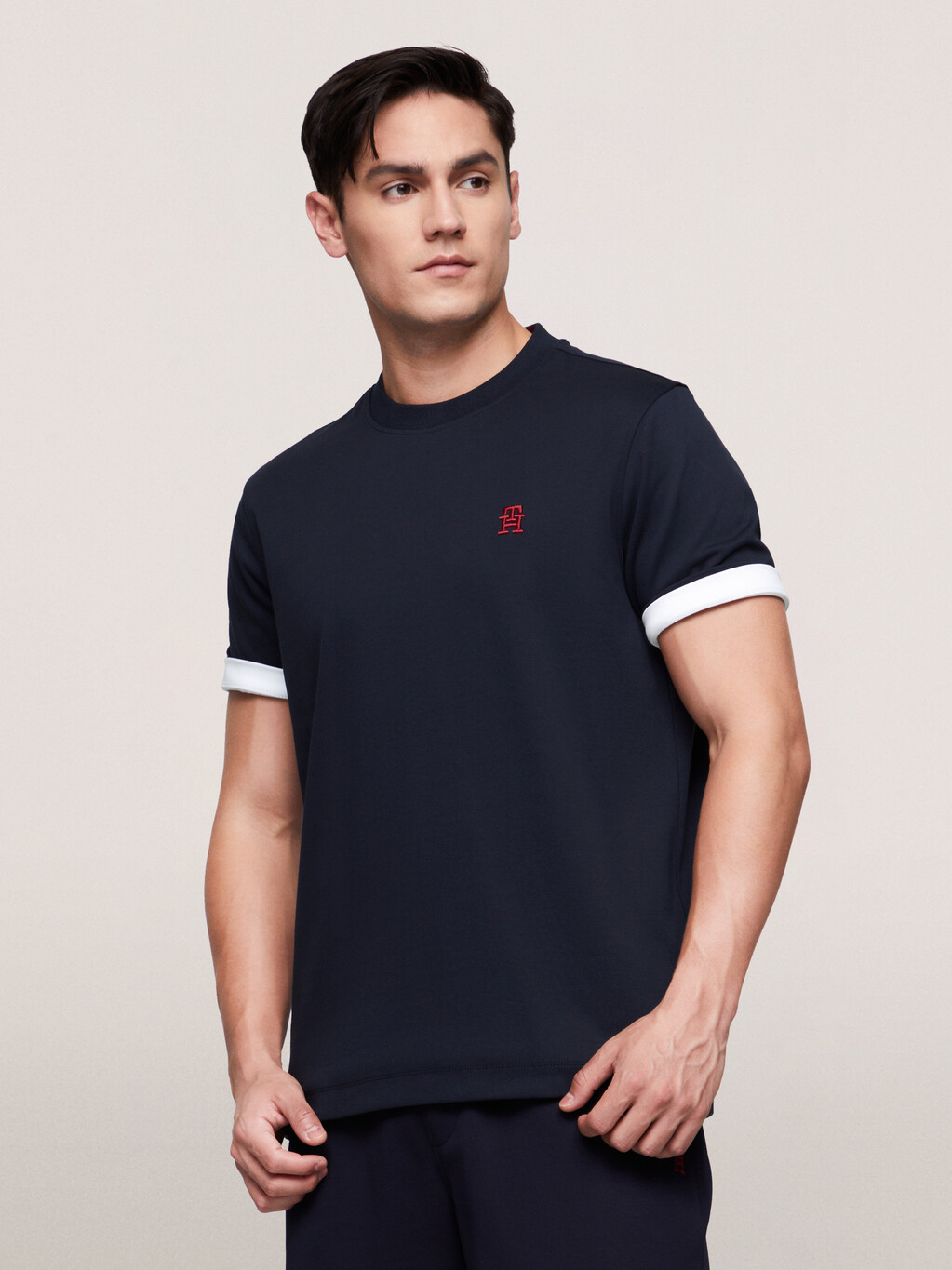 TH Monogram Interlock Cotton T-Shirt, Desert Sky, hi-res