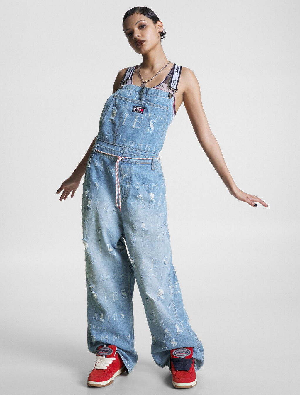 Tommy X Aries Laser Dungarees, Washed Blue, hi-res