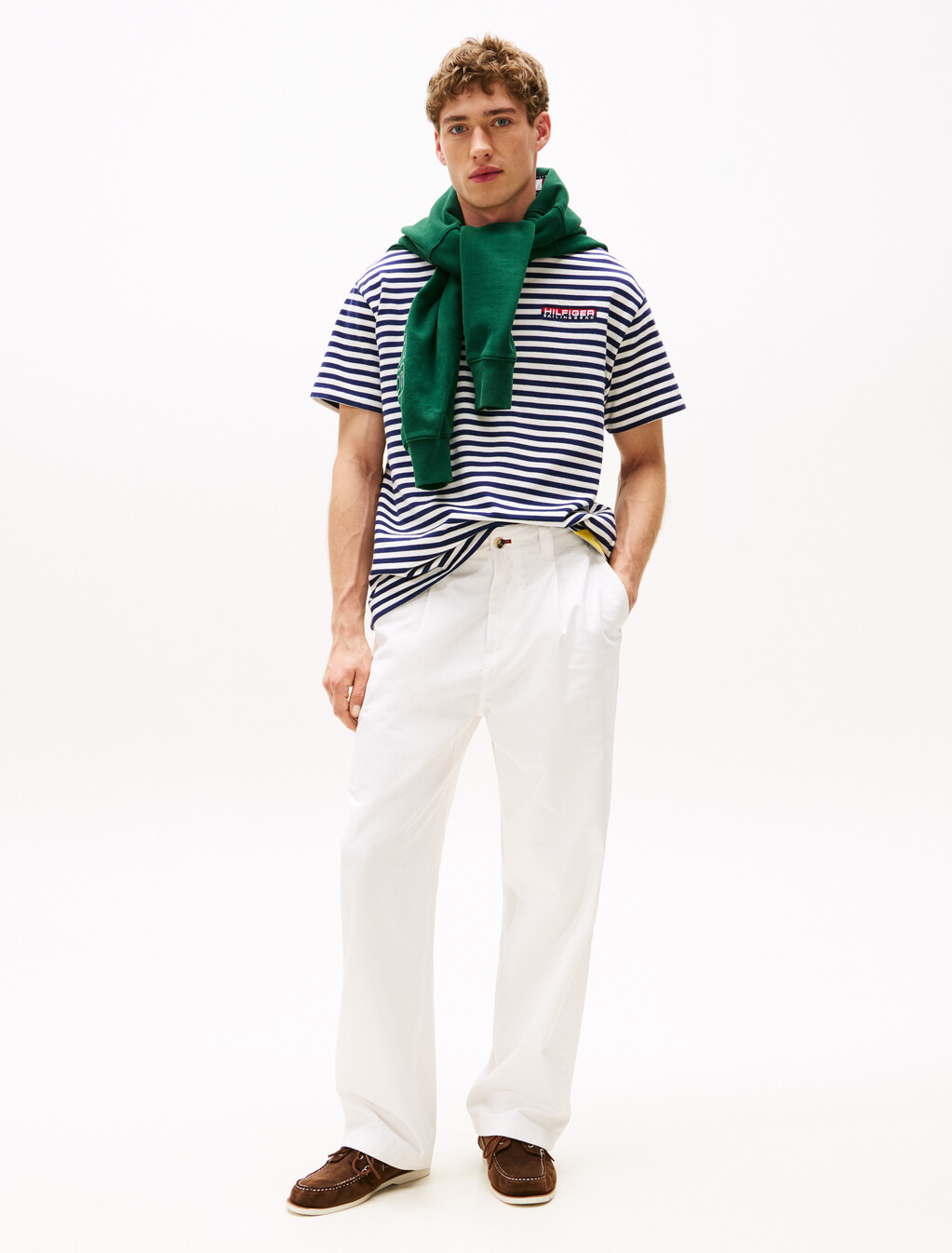 Hilfiger Sailing 航海風布列塔尼條紋寬鬆 T 恤, Yale Navy Stripe, hi-res