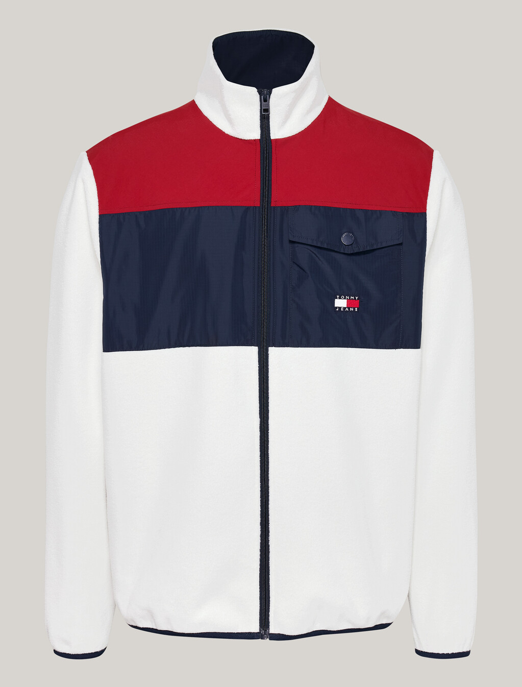 Colour-Blocked Fleece Relaxed Sweatshirt, Regatta Red / Dark Night Navy, hi-res