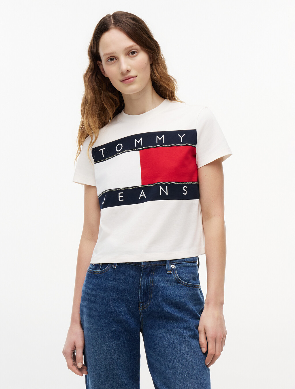 Tommy 旗幟 T 恤, Ancient White, hi-res