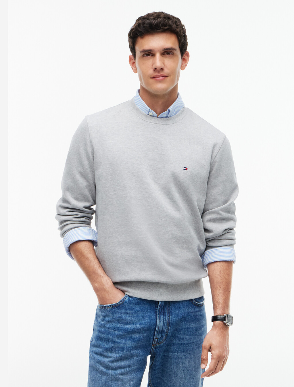 Essential Flag Sweatshirt, Light Grey Heather, hi-res