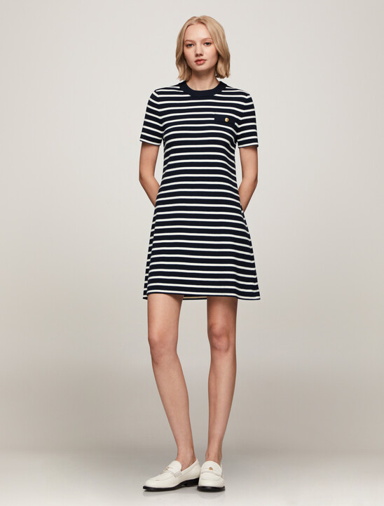 Stripe Crewneck Sweater Dress