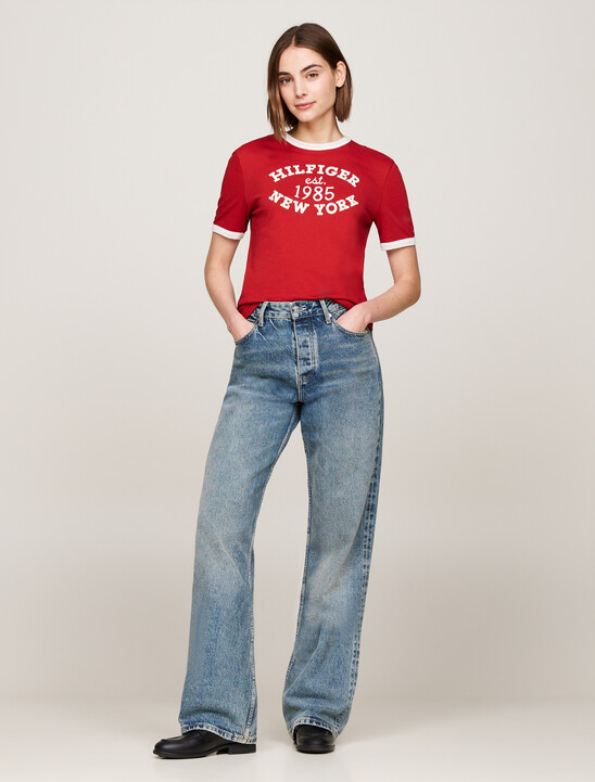 Varsity Logo Contrast Trim T-Shirt, Dark Magma Varsity Logo Contrast Trim T-Shirt
