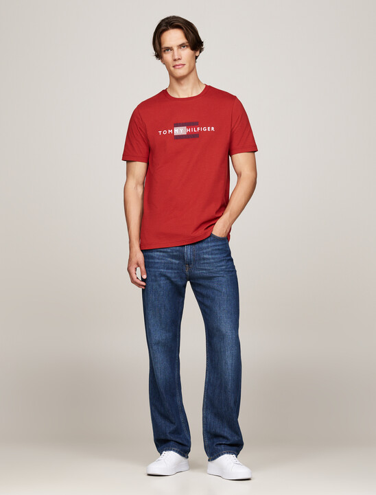 Hilfiger Flag Embroidery T-Shirt, Dark Magma Hilfiger Flag Embroidery T-Shirt