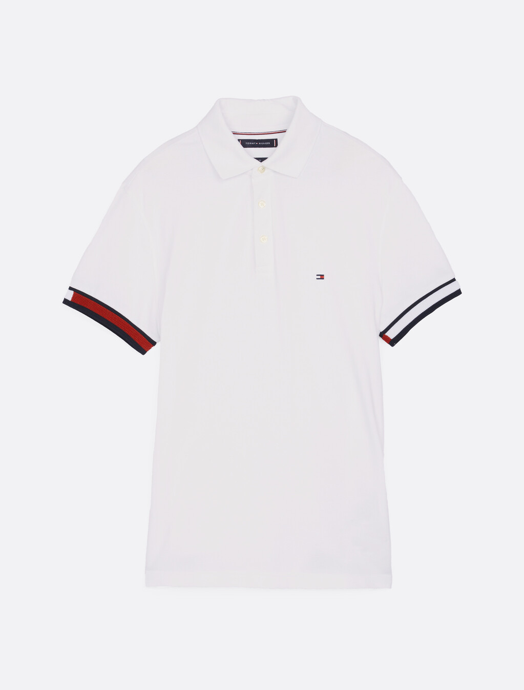 旗幟袖口修身 Polo 衫, White, hi-res