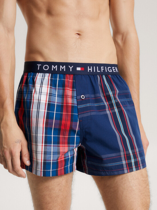 Tommy Hilfiger Woven Boxer Print 3-Pack UM0UM02414 White/Red/Grid Mens  Underwear