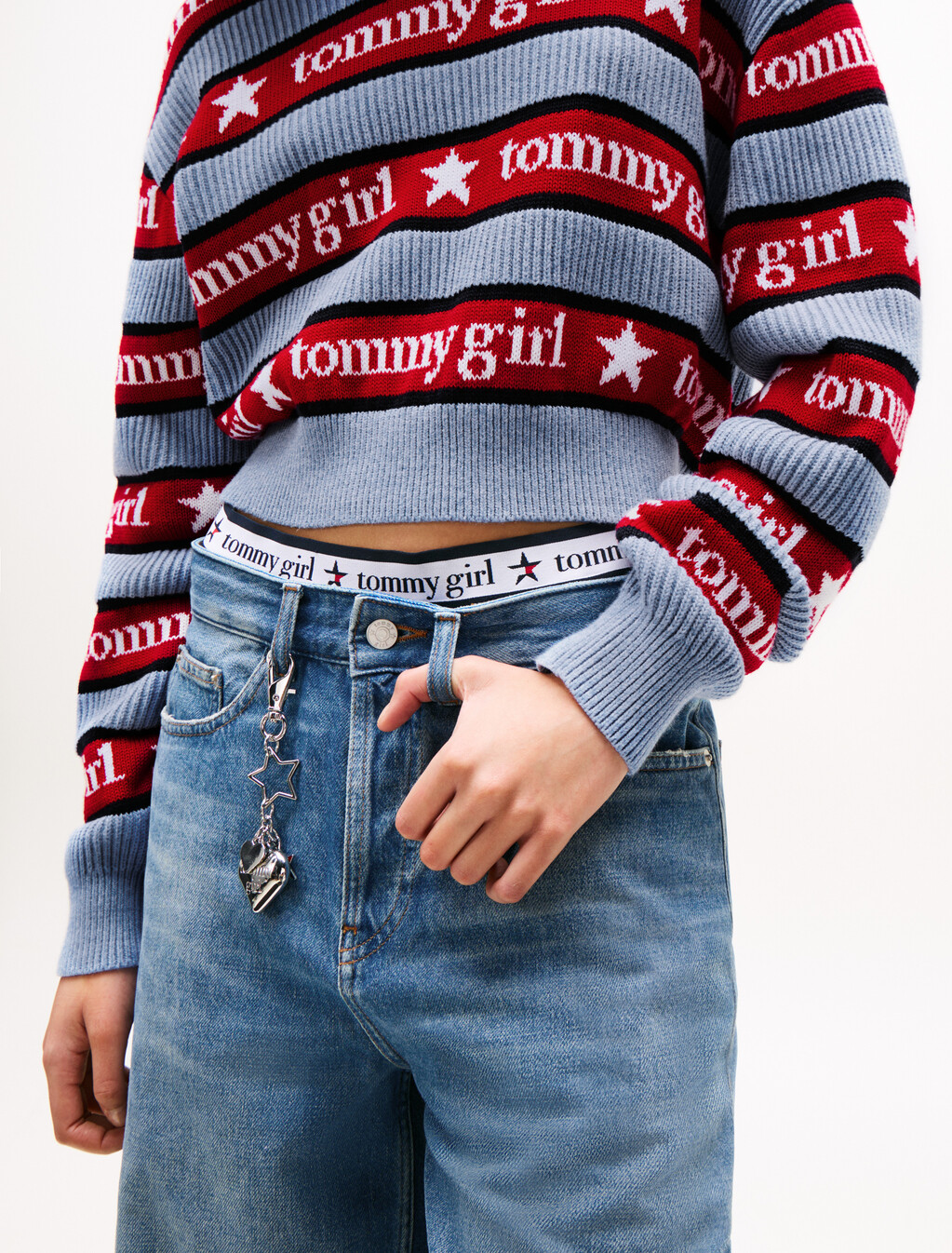Tommy Girl 寬鬆條紋毛衣, Sweet Blue, hi-res