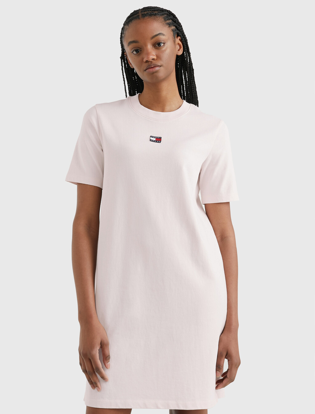 Flag Badge T-Shirt Dress, Faint Pink, hi-res