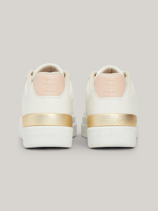 TH Monogram Metallic Leather Court Trainers