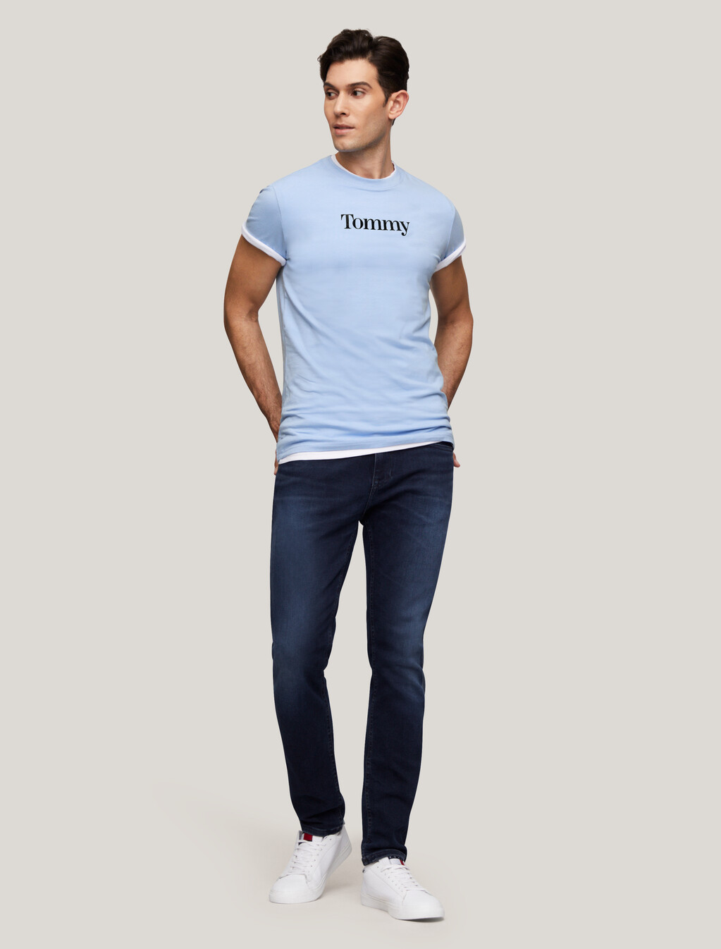 Metallic Tommy Extra Slim T-Shirt, Moderate Blue, hi-res