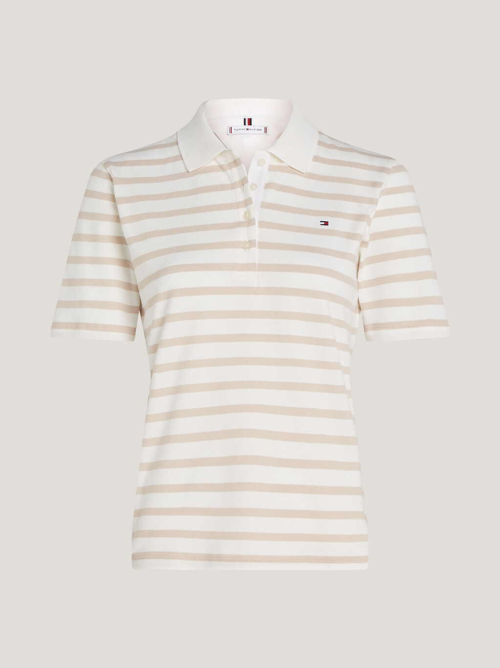 1985 標準版型條紋珠地棉 Polo 衫, Breton Stp/ Ecru/ Classic Beige, hi-res