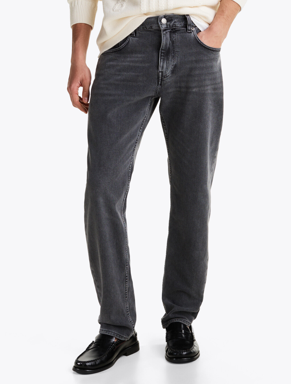 貓鬚直筒窄口牛仔褲, Trevor Grey, hi-res