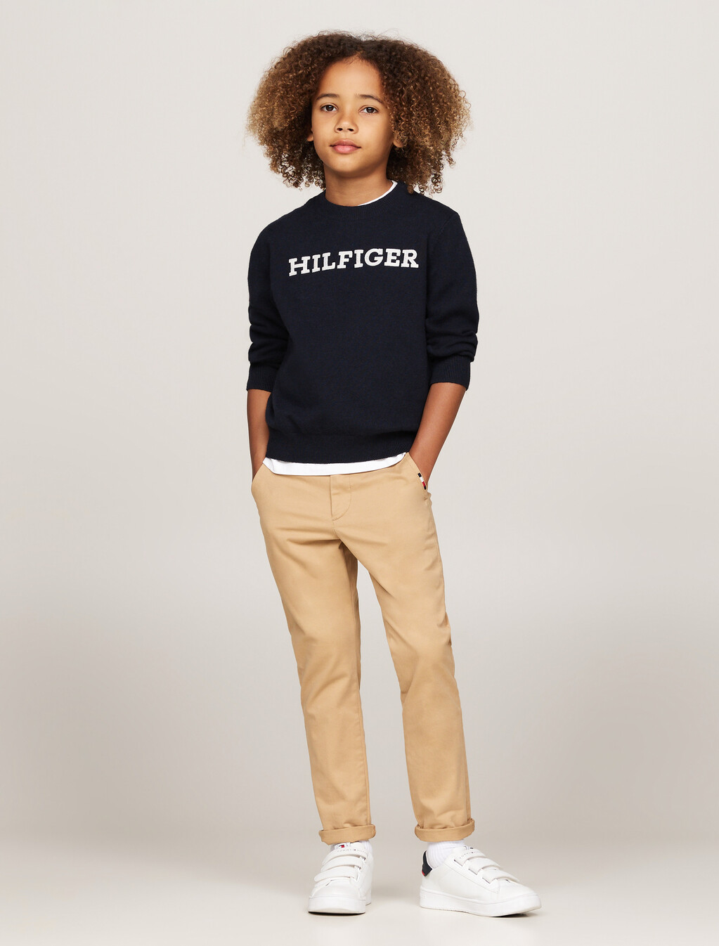 Hilfiger Monotype Crew Neck Jumper, Desert Sky, hi-res
