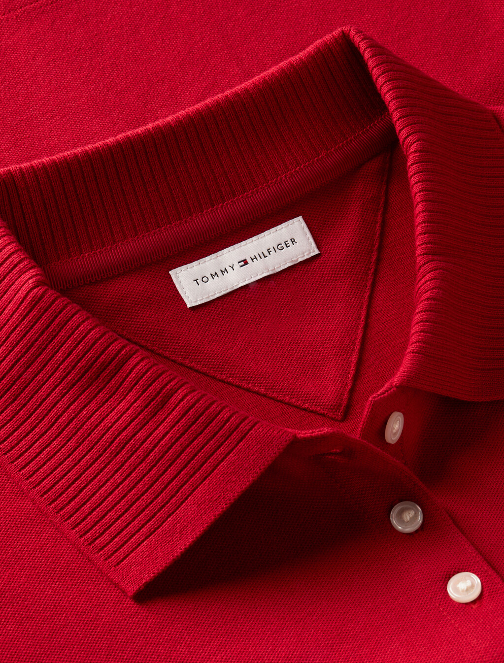 寬版徽章珠地 Polo 衫, Medium Red, hi-res