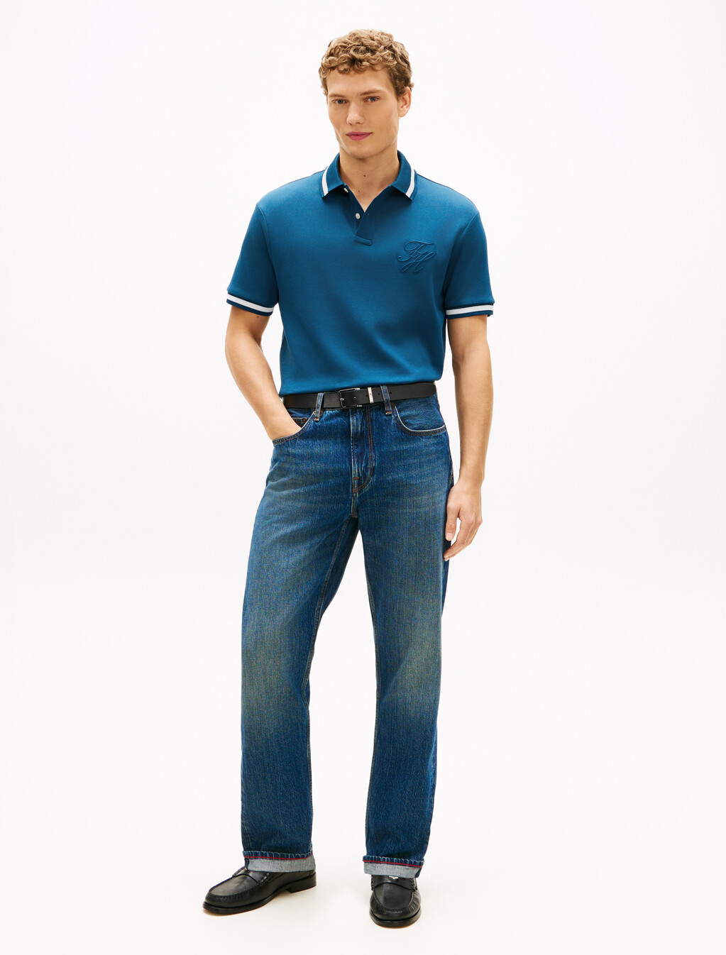 Script Logo Classic Fit Polo, Blue Jean, hi-res
