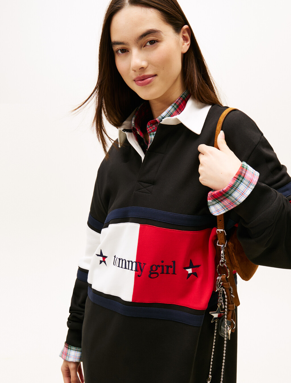 Tommy Girl Star Graphic Rugby Dress, Black, hi-res