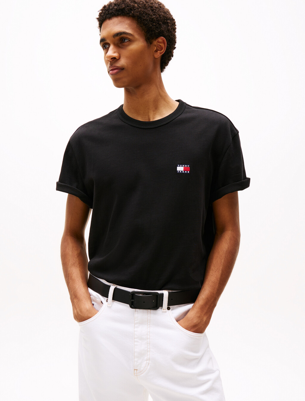Tommy 貼章圓領 T 恤, Black, hi-res