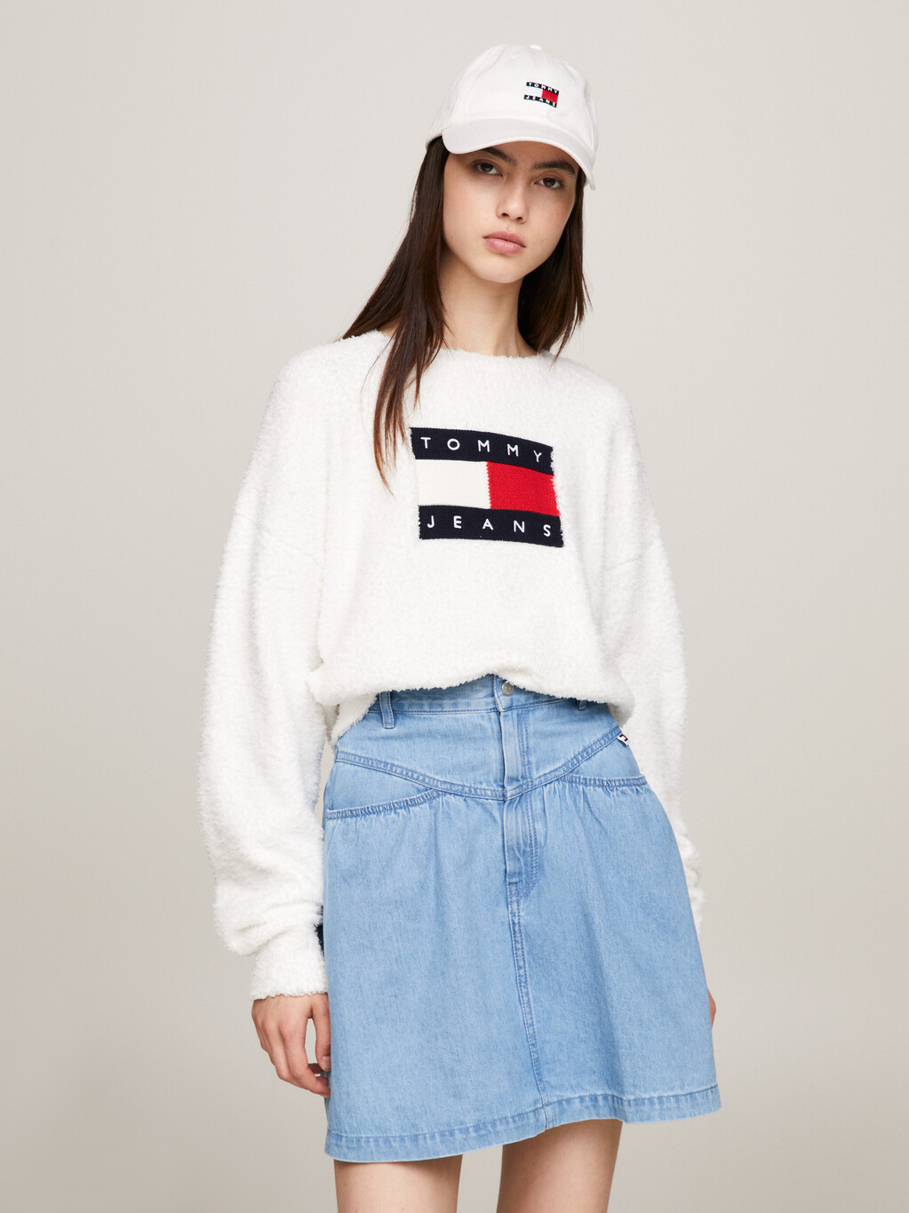 Oversized Logo Boxy Fit Jumper, Ancient White, hi-res
