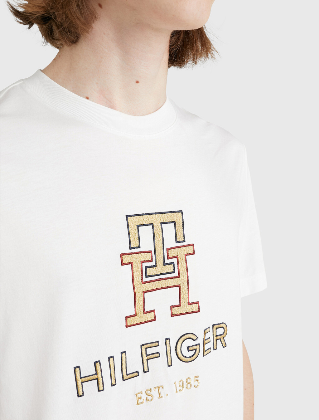 Icons 金色 Monogram 刺繡 T 恤, White, hi-res