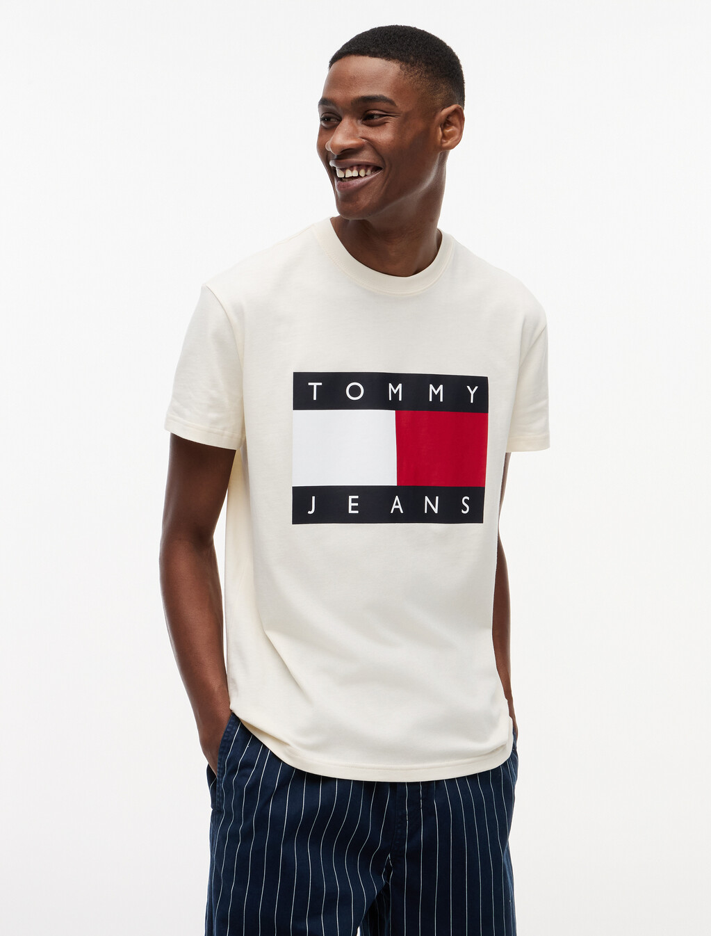 Flag Badge Crew Neck T-Shirt, Calico, hi-res
