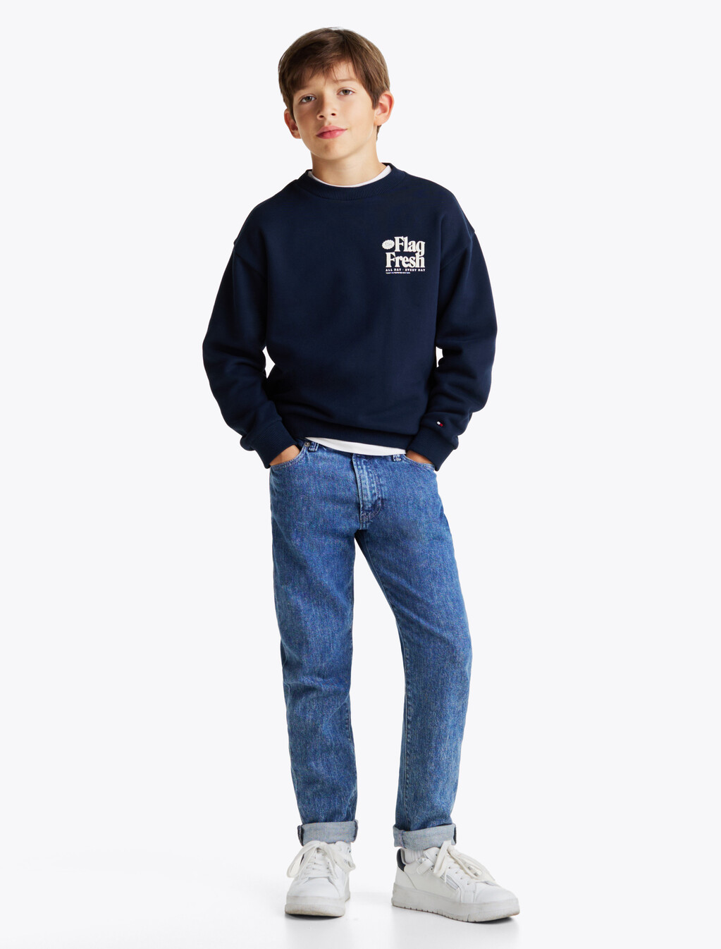 Flag Back Slogan Sweatshirt, Dark Night Navy, hi-res