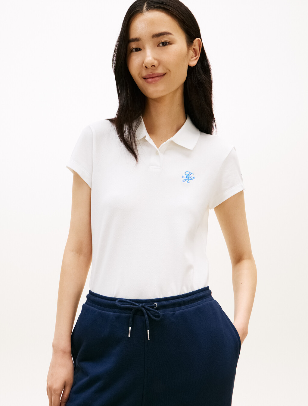 1985 Slim Fit Logo Embroidery Polo Shirt, Ecru, hi-res