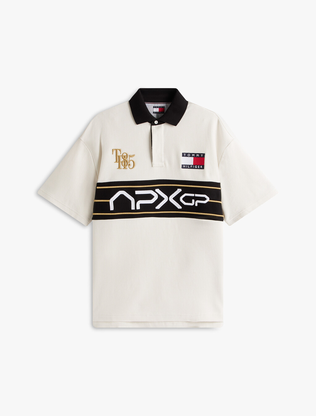 APXGP 系列寬版標誌 Polo 衫, Ivory/Black, hi-res