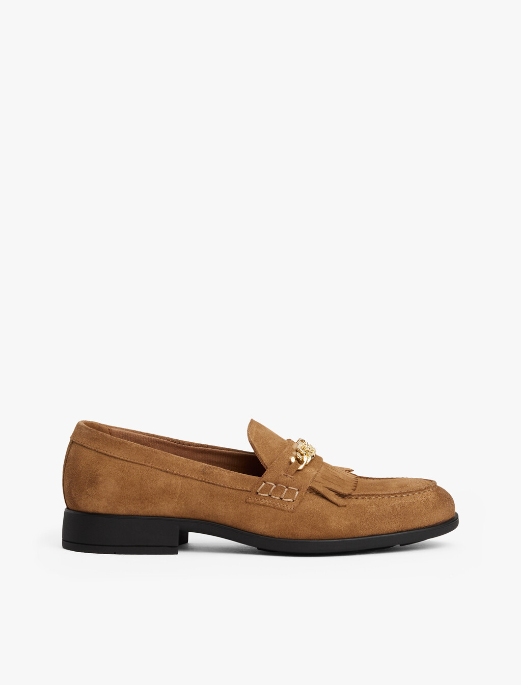 Suede Fringe Horsebit Loafers, Safari Canvas, hi-res