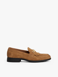 Suede Fringe Horsebit Loafers, Safari Canvas, hi-res