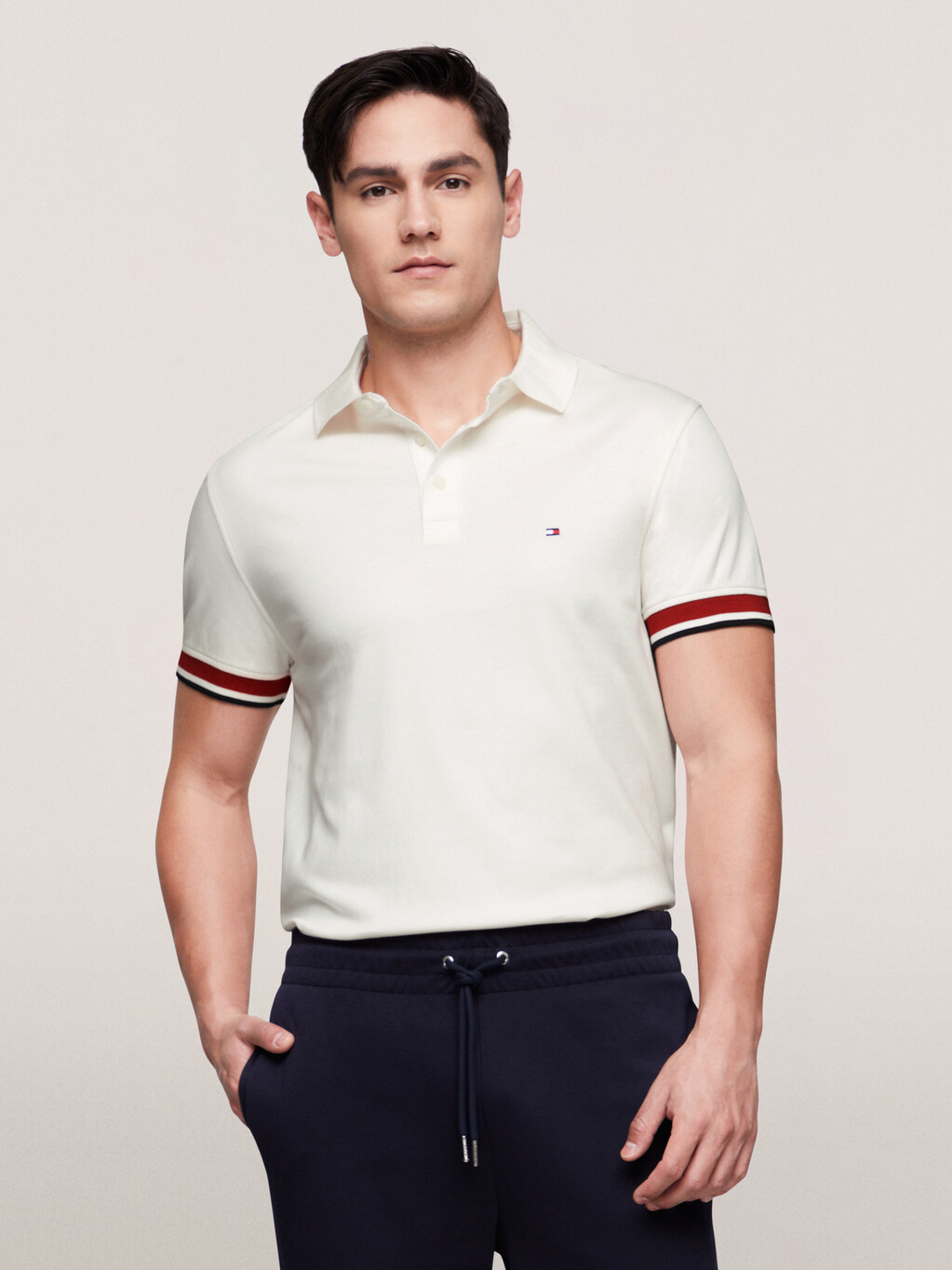 Interlock Sleeve Detail Polo, Ancient White, hi-res