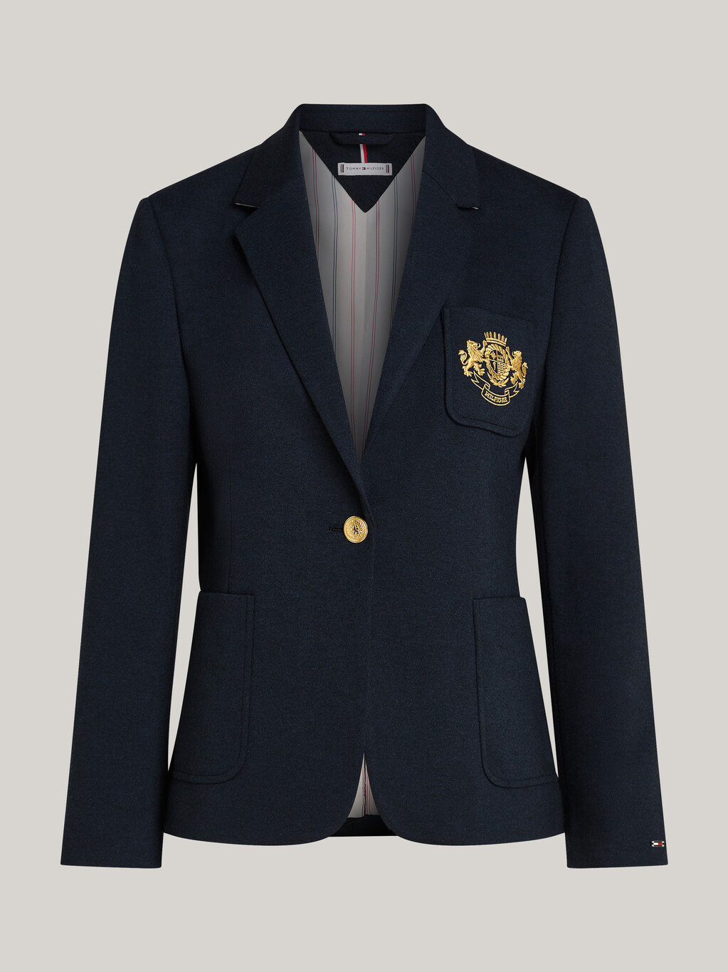 Pocket Embroidery Slim Fit Blazer, Desert Sky, hi-res