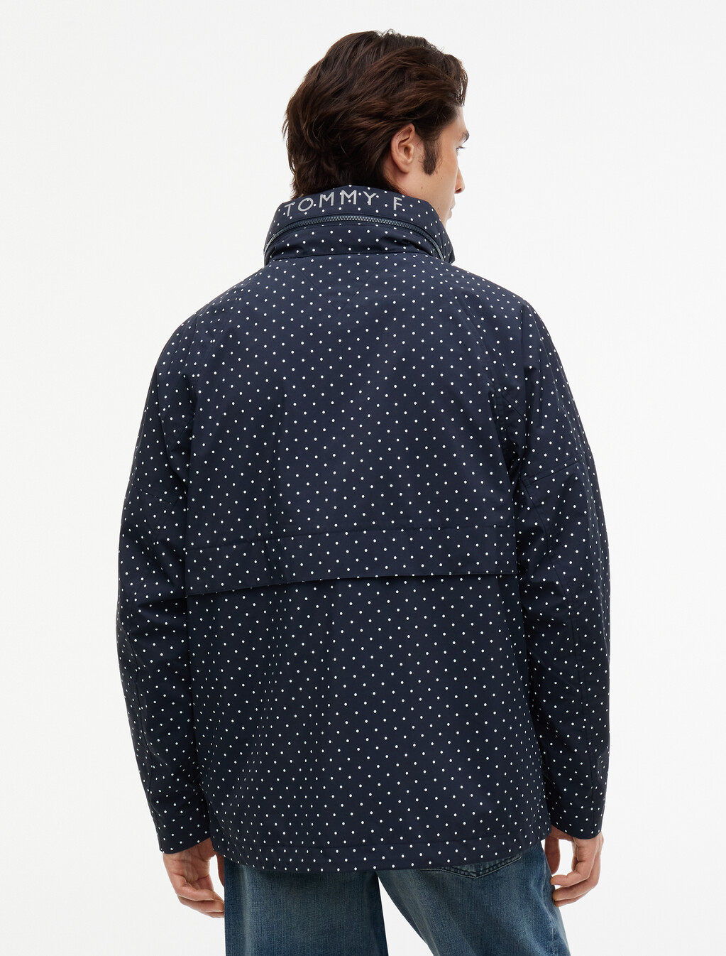 波卡圓點風衣, Navy Blue Polka Dot, hi-res