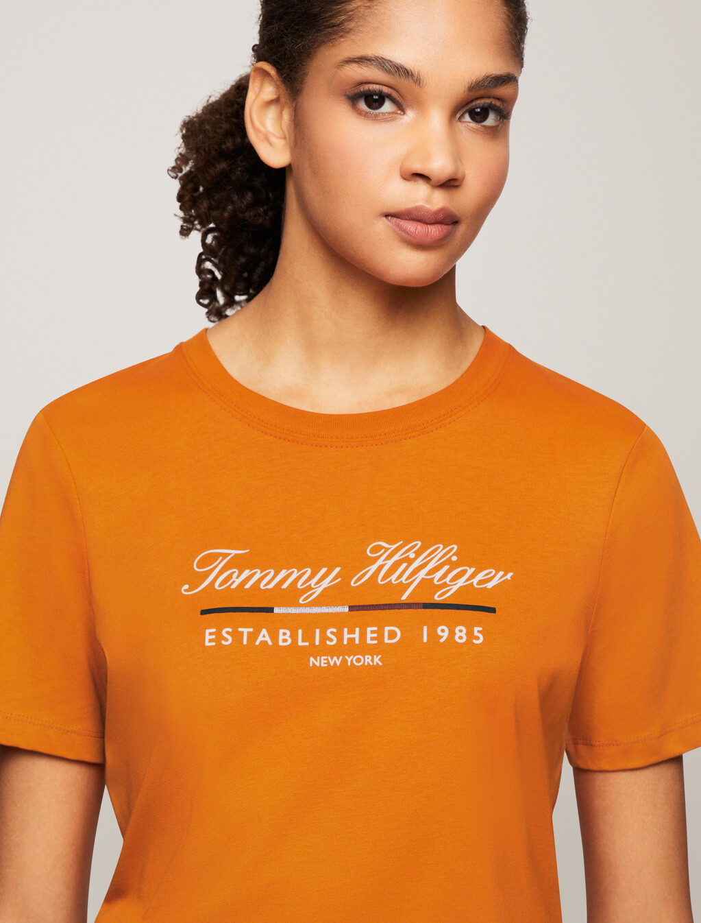 Script Logo Crewneck T-Shirt, Autumn Orange, hi-res