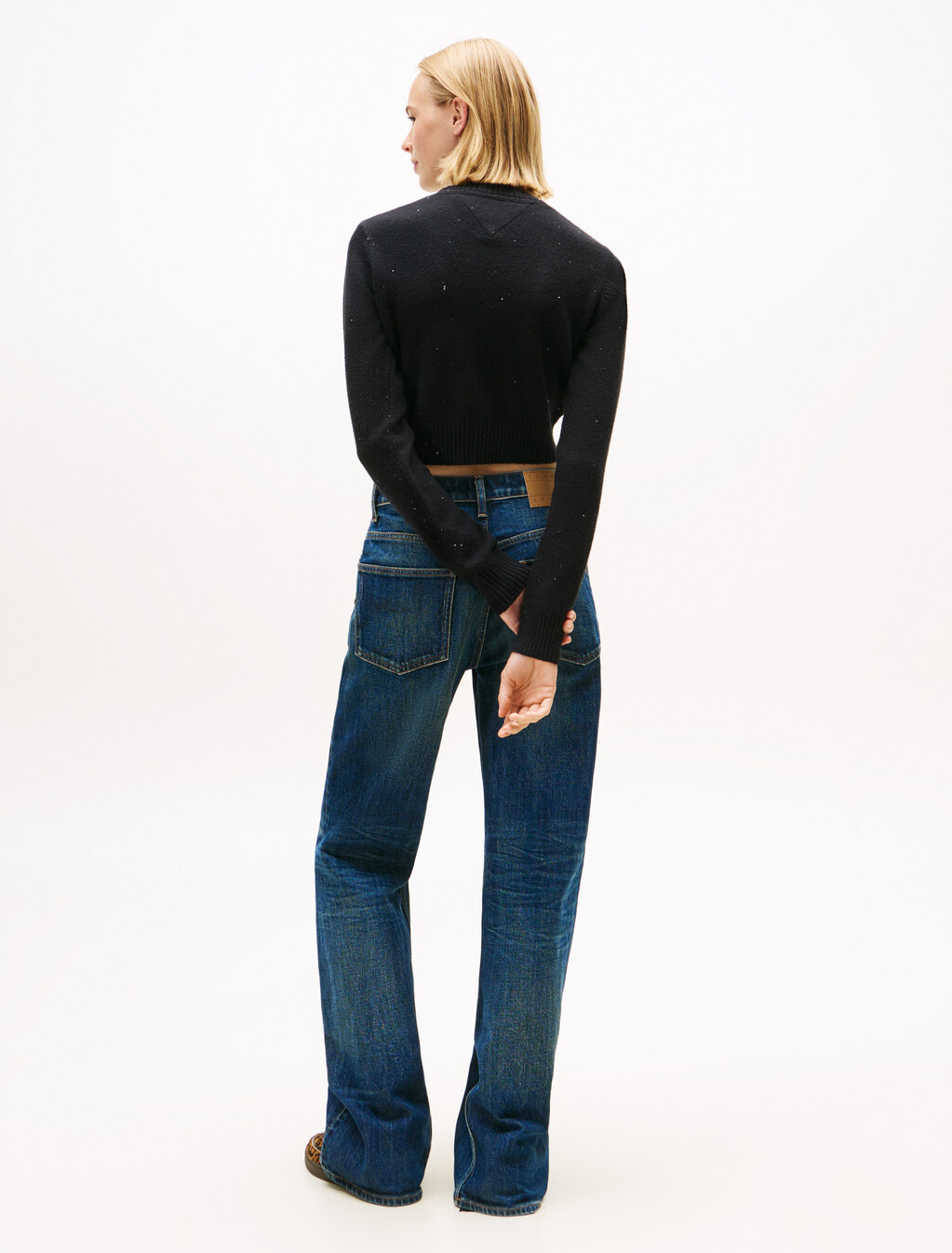 Tommy Flag Sequin Slim Jumper, Black, hi-res