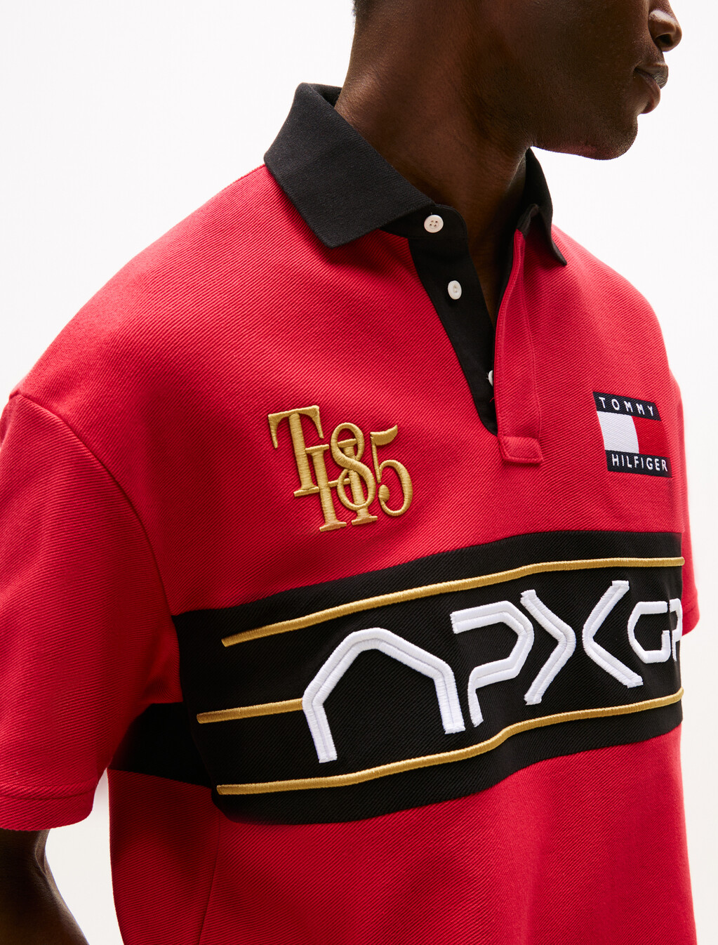 APXGP 系列寬版標誌 Polo 衫, Primary Red/Black, hi-res