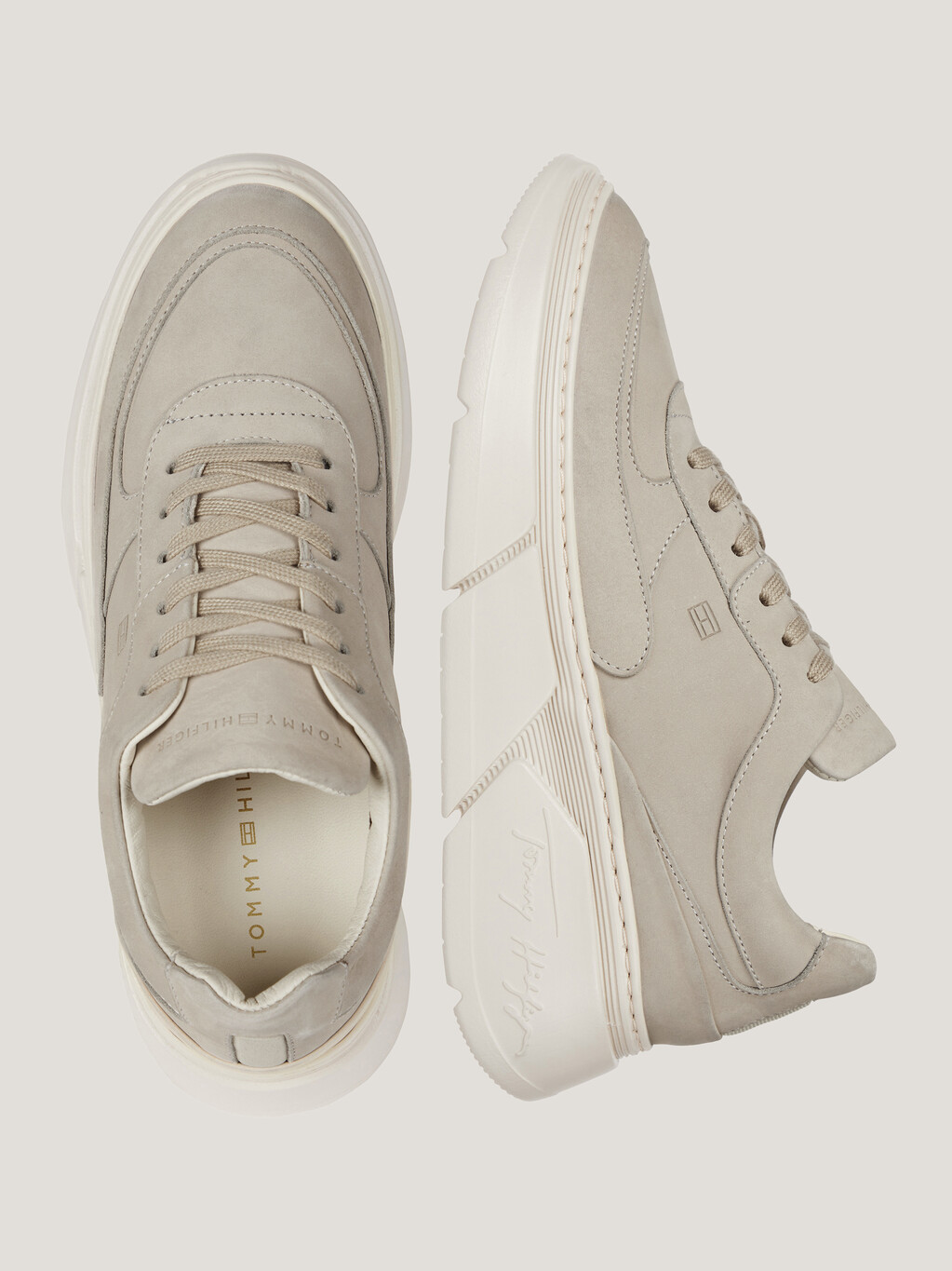 Nubuck Leather Chunky Sole Trainers, Classic Beige, hi-res
