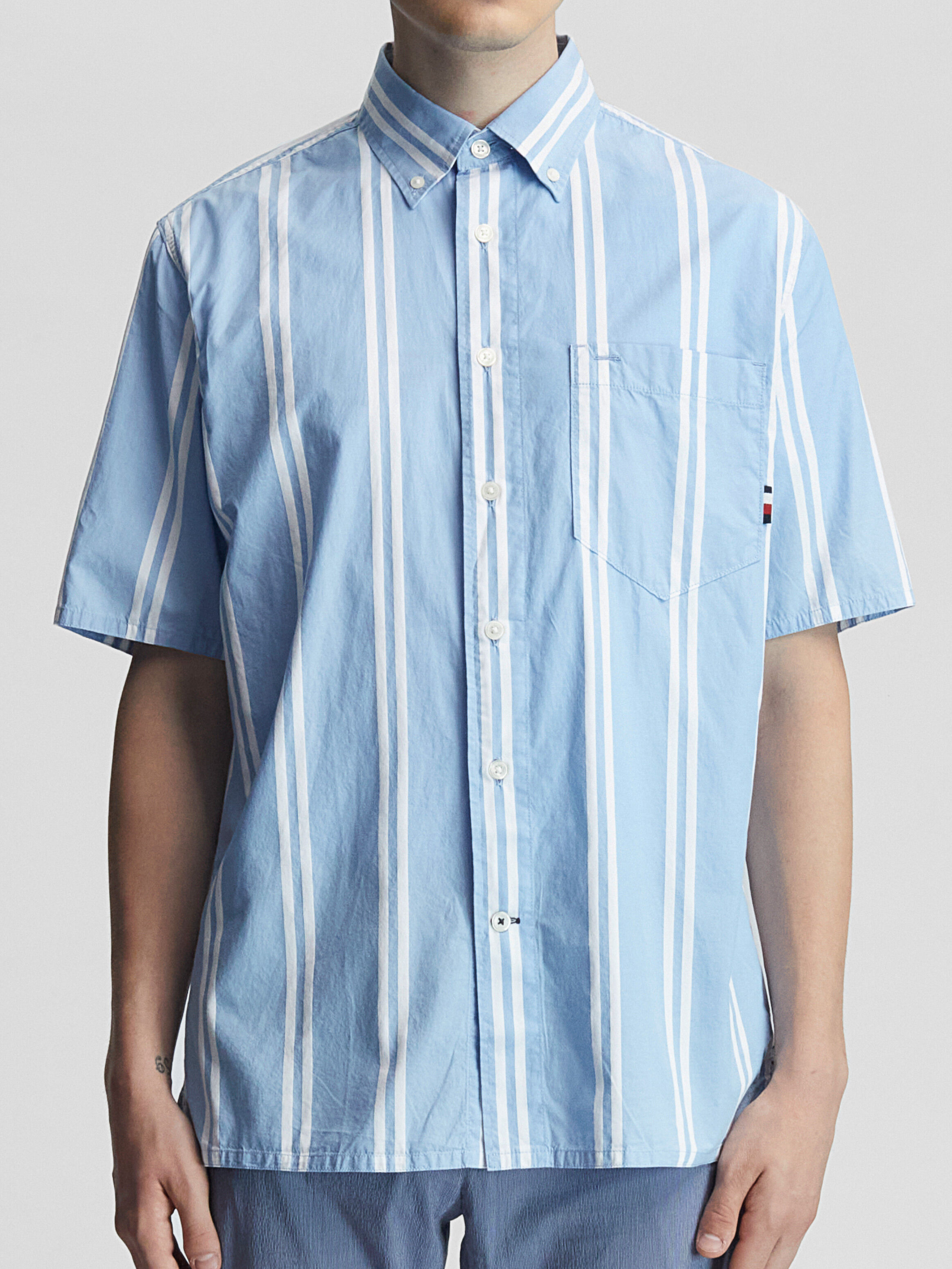 Airy Poplin Double Stripe Shirt