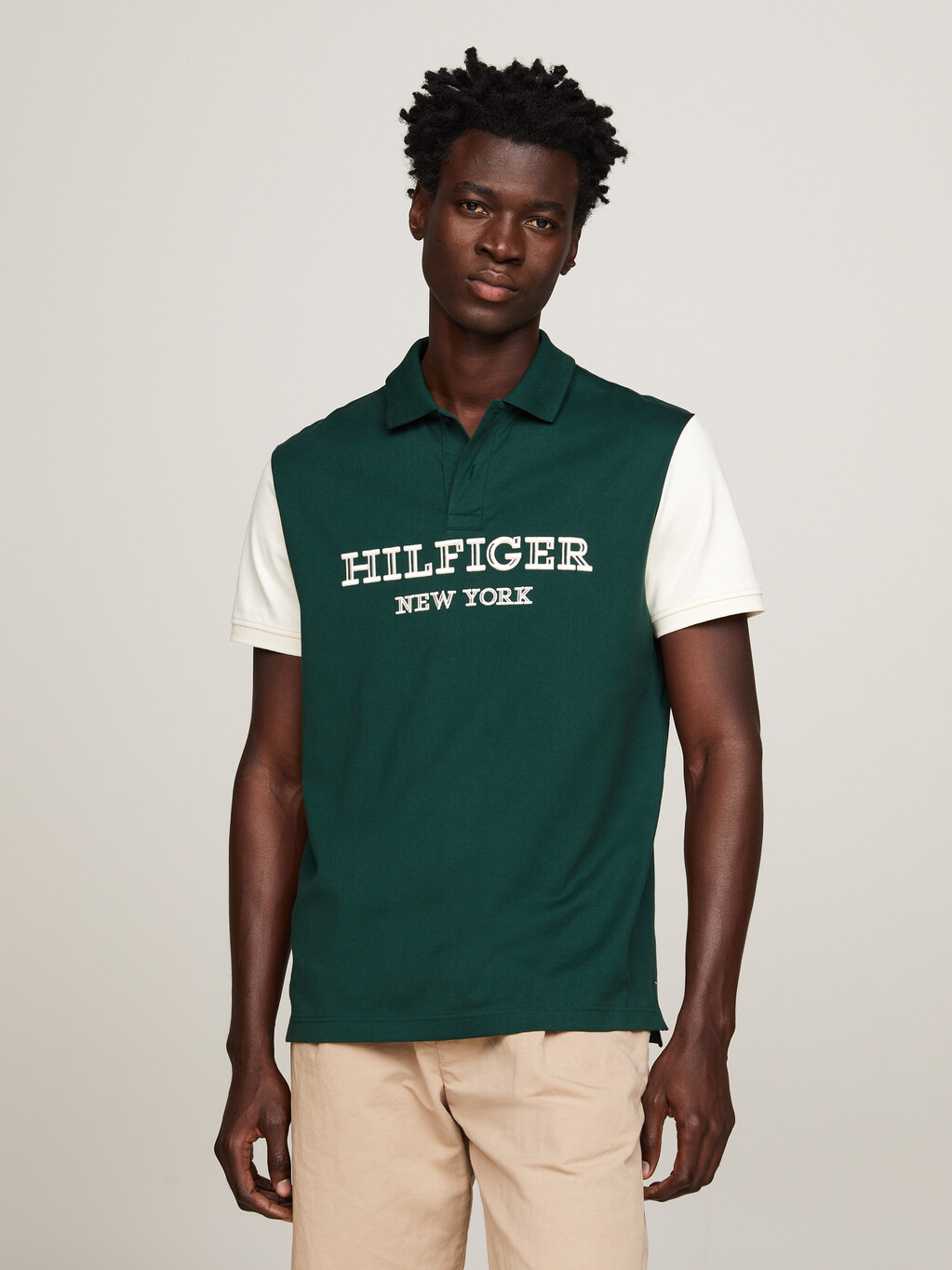 Hilfiger Monotype 拼色常規版型 Polo 衫, Calico / Hunter, hi-res