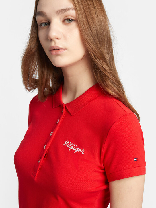 Embroidered Rope Logo Slim Polo
