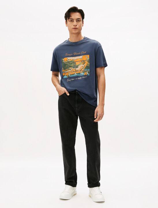 Relaxed Beach Club Graphic T-Shirt, Dark Night Navy Relaxed Beach Club Graphic T-Shirt