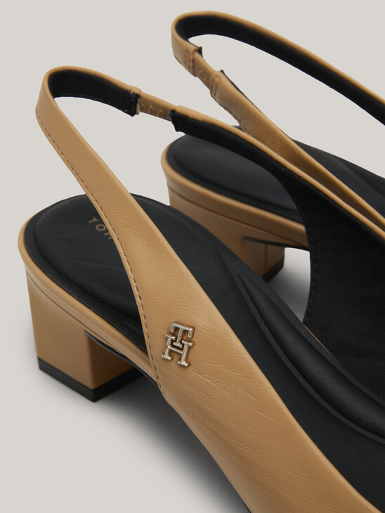 TH Monogram Leather Slingback Heels