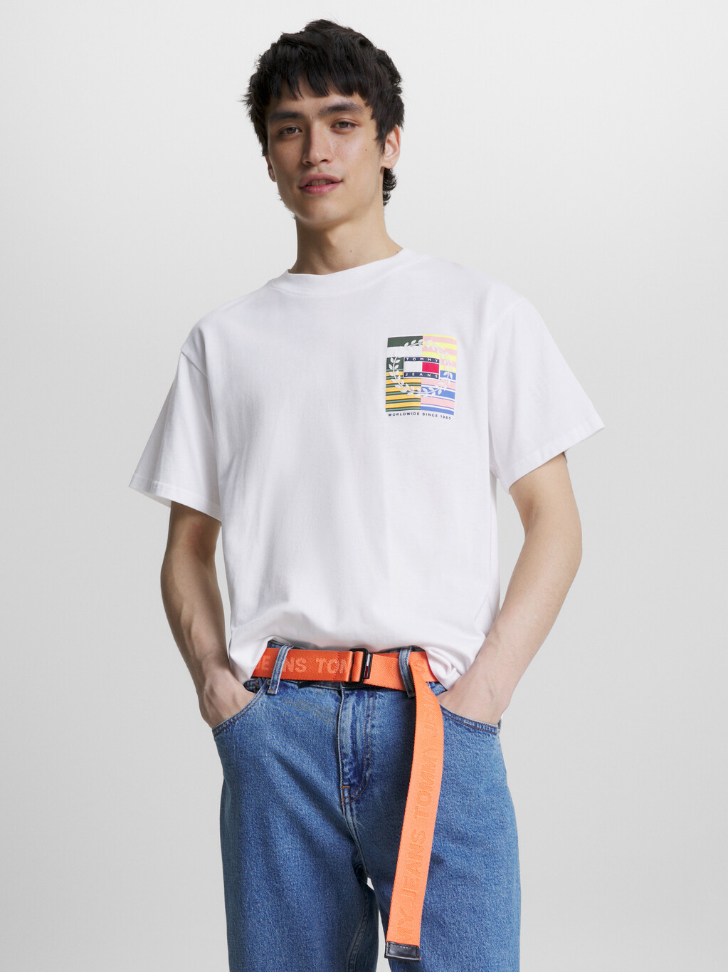 Back Flag Badge Relaxed Fit T-Shirt, White, hi-res