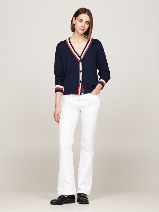 Global Stripe Wool Cashmere Cardigan